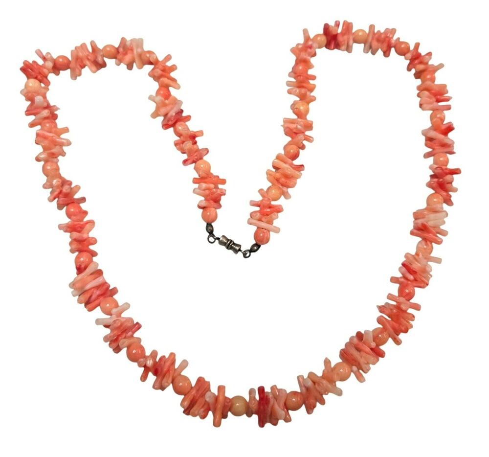 Vintage Plastic Faux Angel Skin Coral Necklace